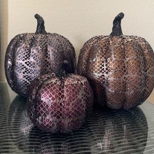 Set of 3 Glitter/Lace Pumpkins